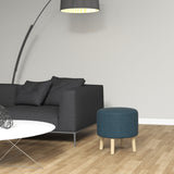 Linen Fabric Storage Ottoman 39cm Wide Round - Velmora