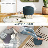 Linen Fabric Storage Ottoman 39cm Wide Round - Velmora