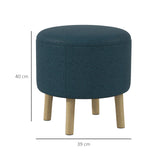 Linen Fabric Storage Ottoman 39cm Wide Round - Velmora