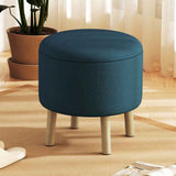 Linen Fabric Storage Ottoman 39cm Wide Round - Velmora