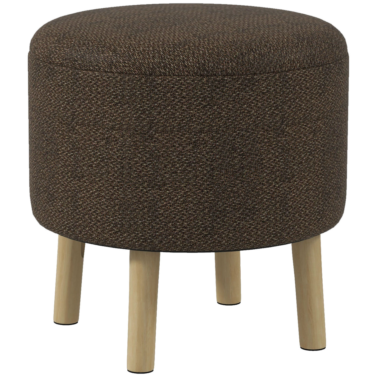 Linen Fabric Storage Ottoman 39cm Wide Round - Velmora