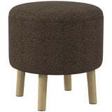 Linen Fabric Storage Ottoman 39cm Wide Round - Velmora
