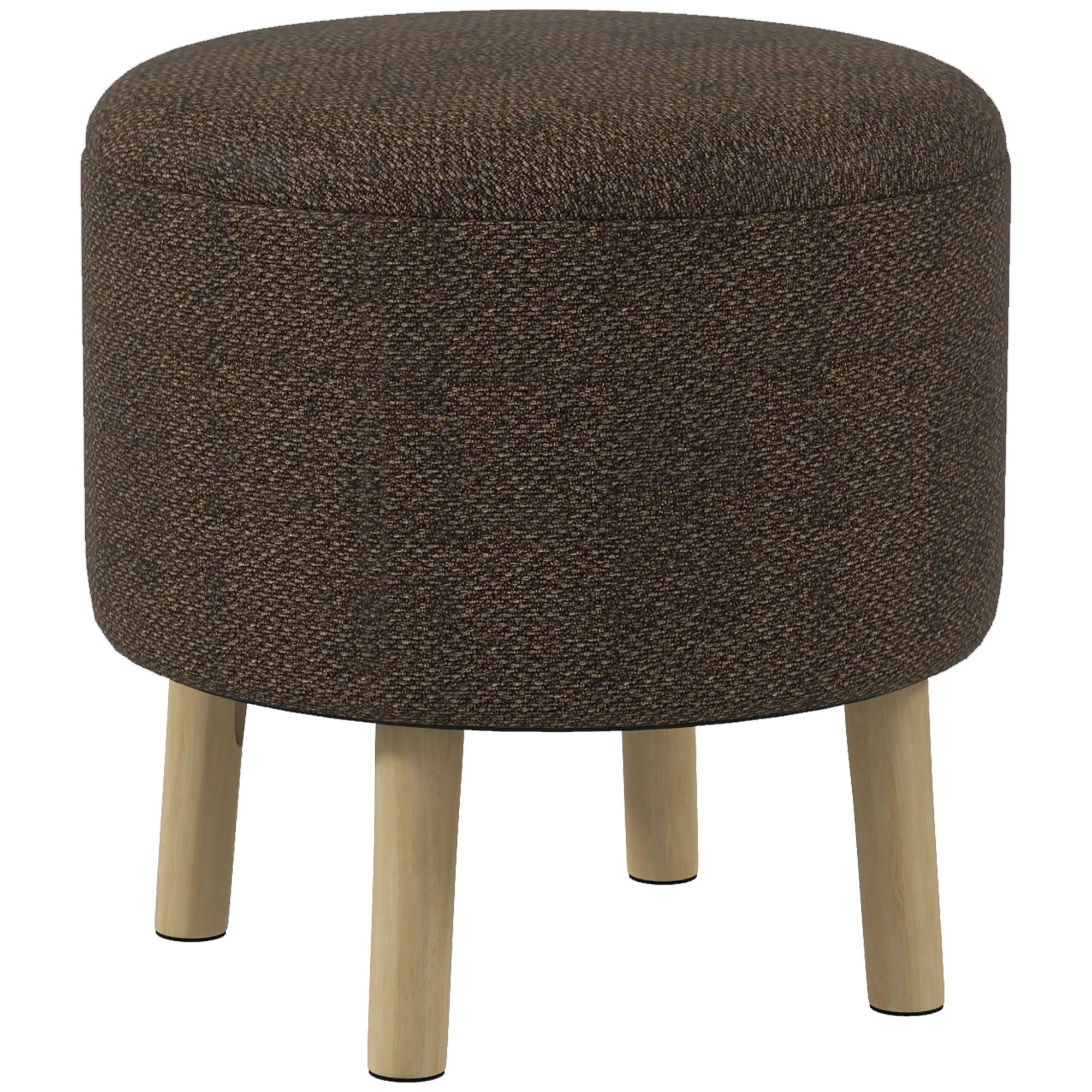 Linen Fabric Storage Ottoman 39cm Wide Round - Velmora