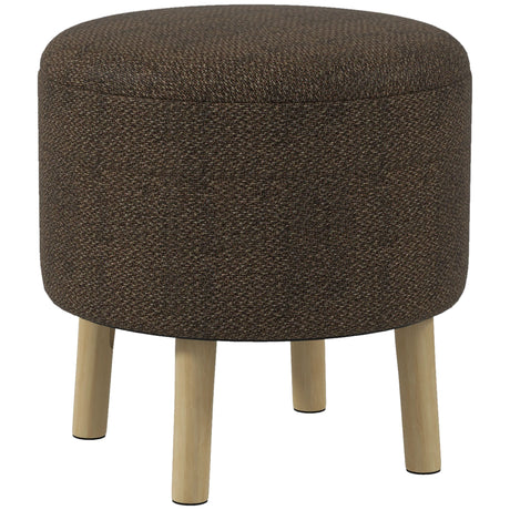 Linen Fabric Storage Ottoman 39cm Wide Round - Velmora