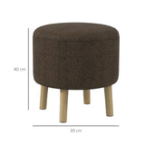 Linen Fabric Storage Ottoman 39cm Wide Round - Velmora