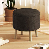 Linen Fabric Storage Ottoman 39cm Wide Round - Velmora