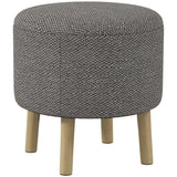 Linen Fabric Storage Ottoman 39cm Wide Round - Velmora