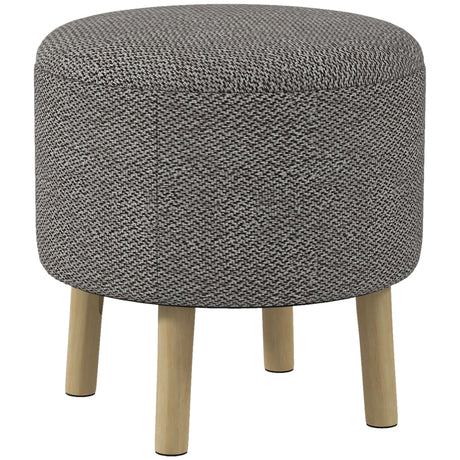 Linen Fabric Storage Ottoman 39cm Wide Round - Velmora