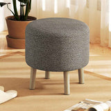 Linen Fabric Storage Ottoman 39cm Wide Round - Velmora