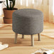 Linen Fabric Storage Ottoman 39cm Wide Round - Velmora
