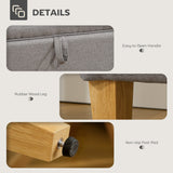 Linen Fabric Storage Ottoman 49cm Wide With Rubberwood Legs - Velmora