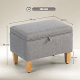 Linen Fabric Storage Ottoman 49cm Wide With Rubberwood Legs - Velmora