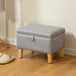 Linen Fabric Storage Ottoman 49cm Wide With Rubberwood Legs - Velmora