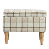 Linen Fabric Storage Ottoman 50cm Wide With Wooden Legs - Velmora