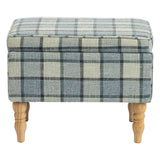 Linen Fabric Storage Ottoman 50cm Wide With Wooden Legs - Velmora