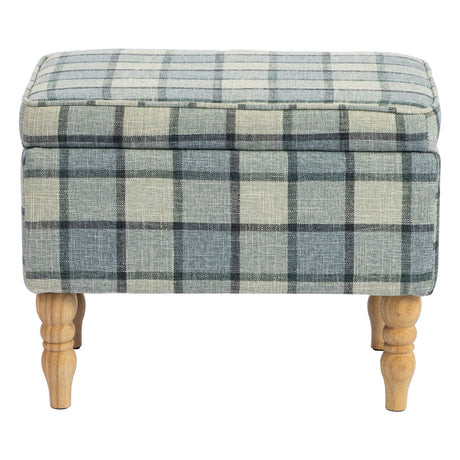 Linen Fabric Storage Ottoman 50cm Wide With Wooden Legs - Velmora