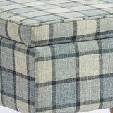 Linen Fabric Storage Ottoman 50cm Wide With Wooden Legs - Velmora
