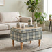 Linen Fabric Storage Ottoman 50cm Wide With Wooden Legs - Velmora