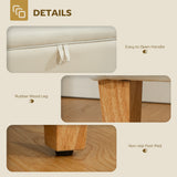 Linen Fabric Storage Ottoman 71cm Wide With Rubberwood Legs - Velmora