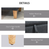 Linen Fabric Storage Ottoman 71cm Wide With Rubberwood Legs - Velmora