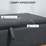 Linen Fabric Storage Ottoman 71cm Wide With Rubberwood Legs - Velmora