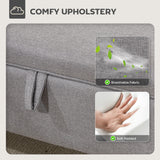 Linen Fabric Storage Ottoman 71cm Wide With Rubberwood Legs - Velmora