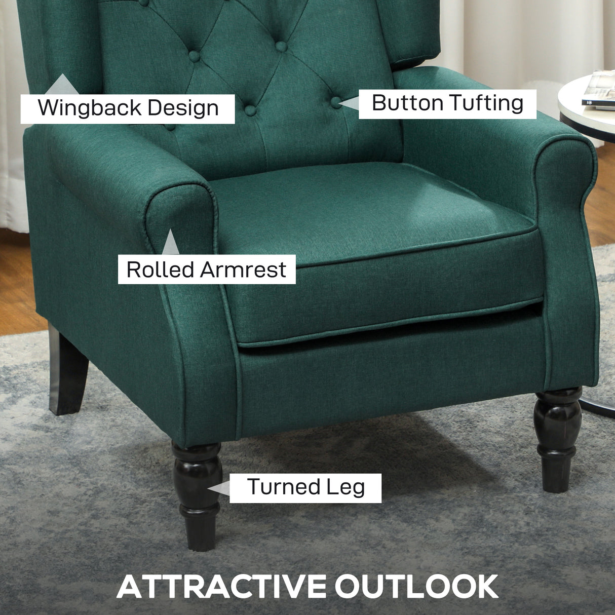 Linen Fabric Wingback Occasional Chair 74cm Wide - Velmora