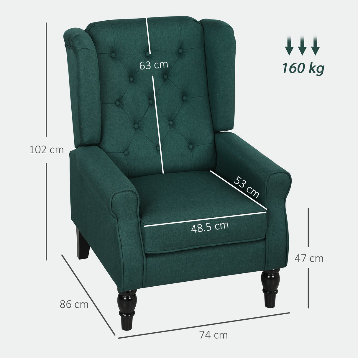 Linen Fabric Wingback Occasional Chair 74cm Wide - Velmora