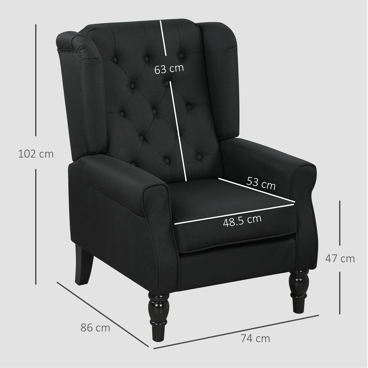 Linen Fabric Wingback Occasional Chair 74cm Wide - Velmora