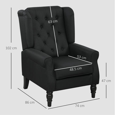 Linen Fabric Wingback Occasional Chair 74cm Wide - Velmora