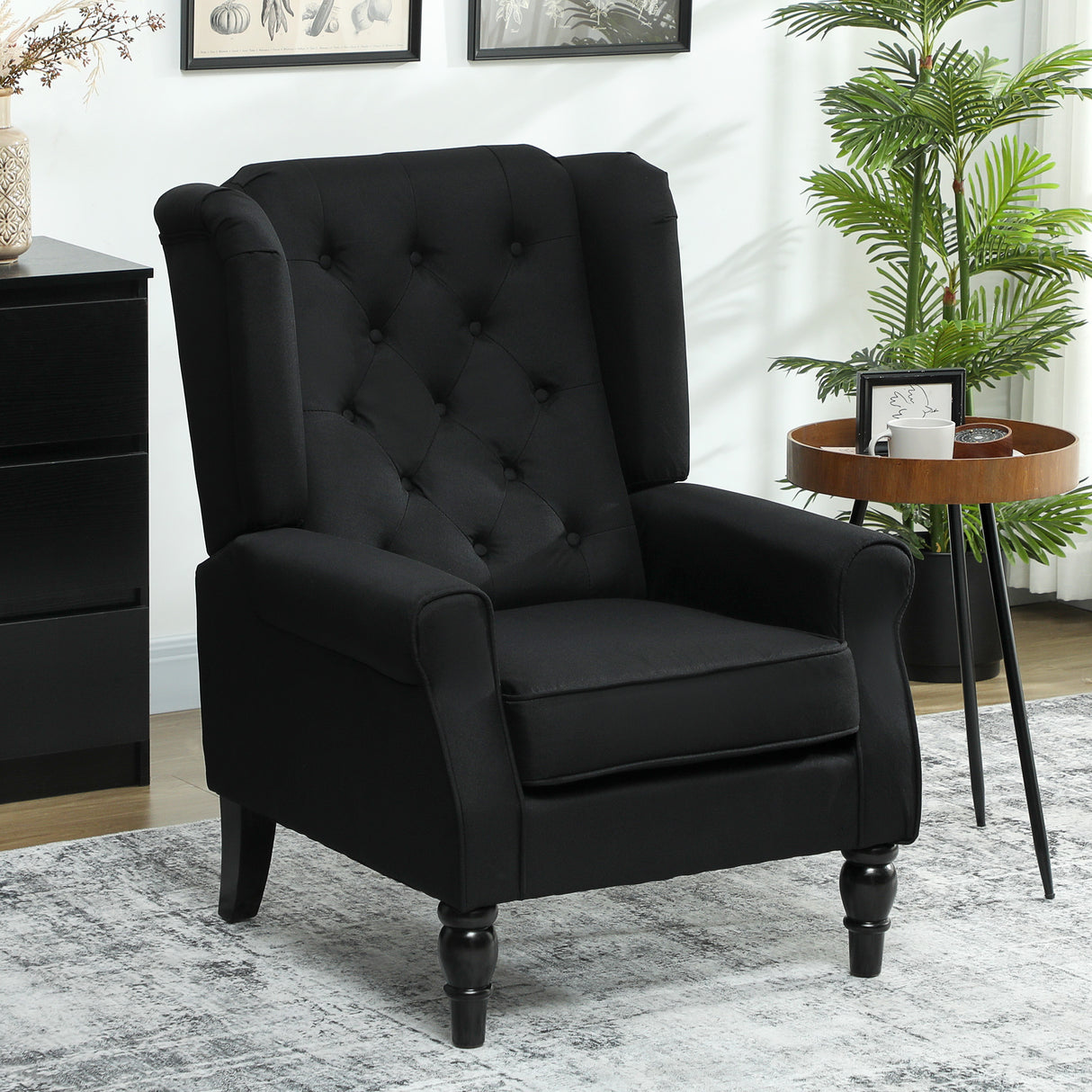 Linen Fabric Wingback Occasional Chair 74cm Wide - Velmora