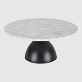 Marble Coffee Table 80cm Wide Round With Black Iron Base - Hazel
