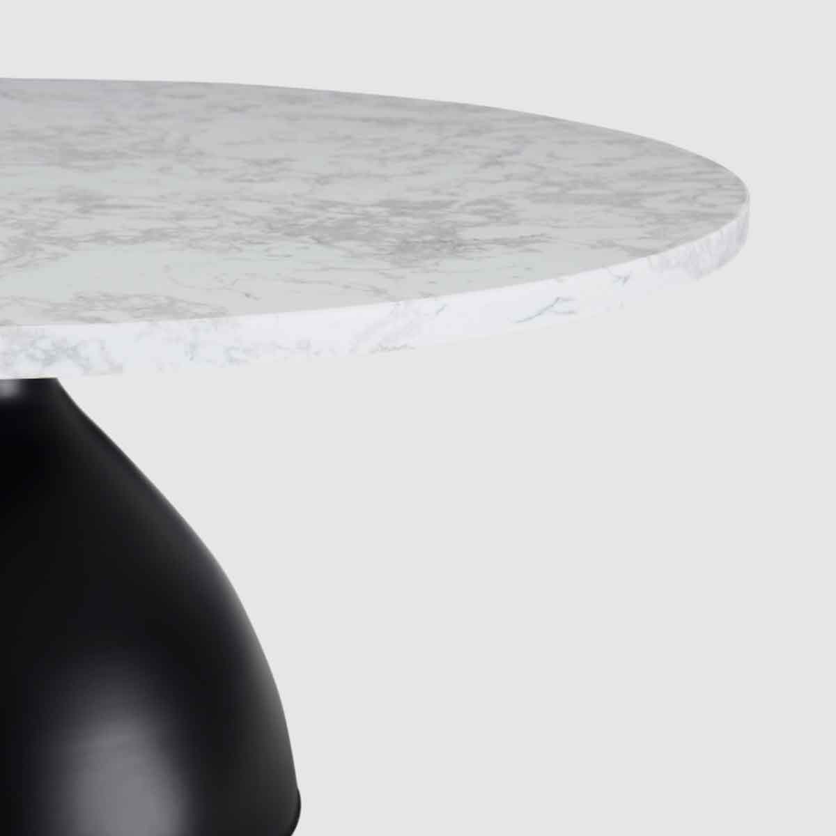 Marble Coffee Table 80cm Wide Round With Black Iron Base - Hazel