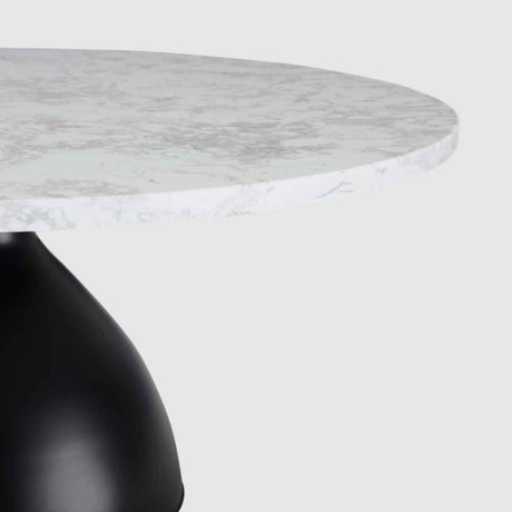 Marble Coffee Table 80cm Wide Round With Black Iron Base - Hazel
