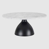 Marble Coffee Table 80cm Wide Round With Black Iron Base - Hazel