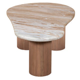 Marble Coffee Table Oval With Solid Mango Wood Pedestal - Ashford
