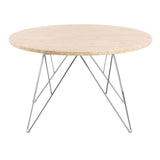 Marble Coffee Table Round With Chrome Coated Steel Base - Prunus