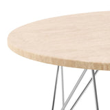 Marble Coffee Table Round With Chrome Coated Steel Base - Prunus