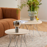 Marble Coffee Table Round With Chrome Coated Steel Base - Prunus