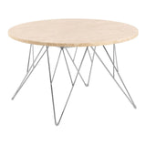 Marble Coffee Table Round With Chrome Coated Steel Base - Prunus