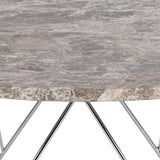 Marble Coffee Table Round With Chromed Steel Wire Base - Prunus