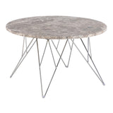 Marble Coffee Table Round With Chromed Steel Wire Base - Prunus