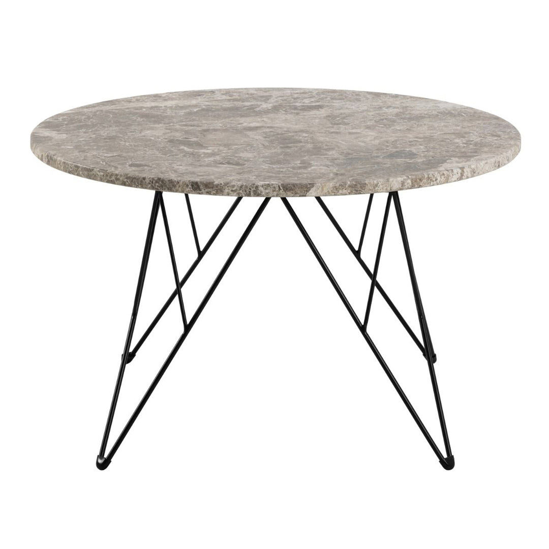 Marble Coffee Table Round With Matt Black Coated Steel Base - Prunus