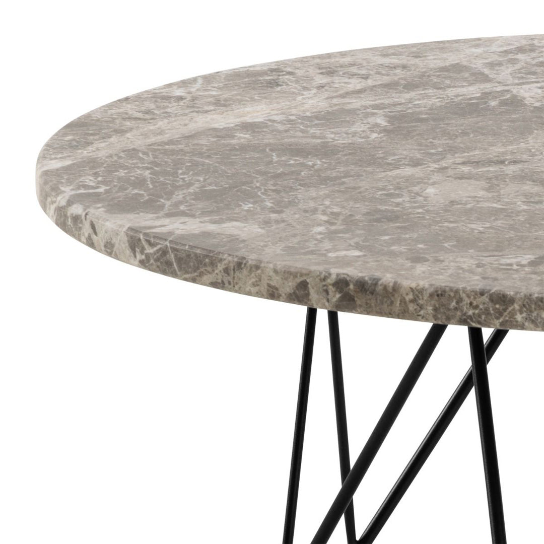 Marble Coffee Table Round With Matt Black Coated Steel Base - Prunus