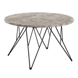 Marble Coffee Table Round With Matt Black Coated Steel Base - Prunus