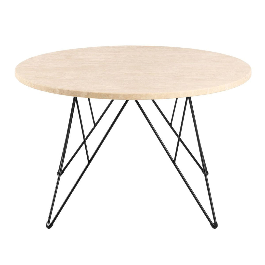 Marble Coffee Table Round With Matt Black Coated Steel Base - Prunus