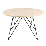 Marble Coffee Table Round With Matt Black Coated Steel Base - Prunus