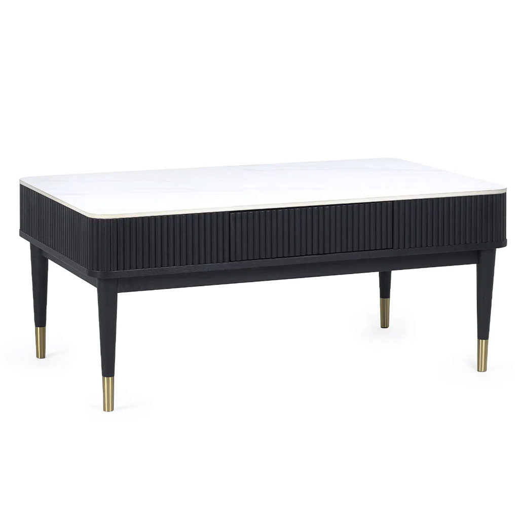 Marble Coffee Table With 2 Drawers - Louis