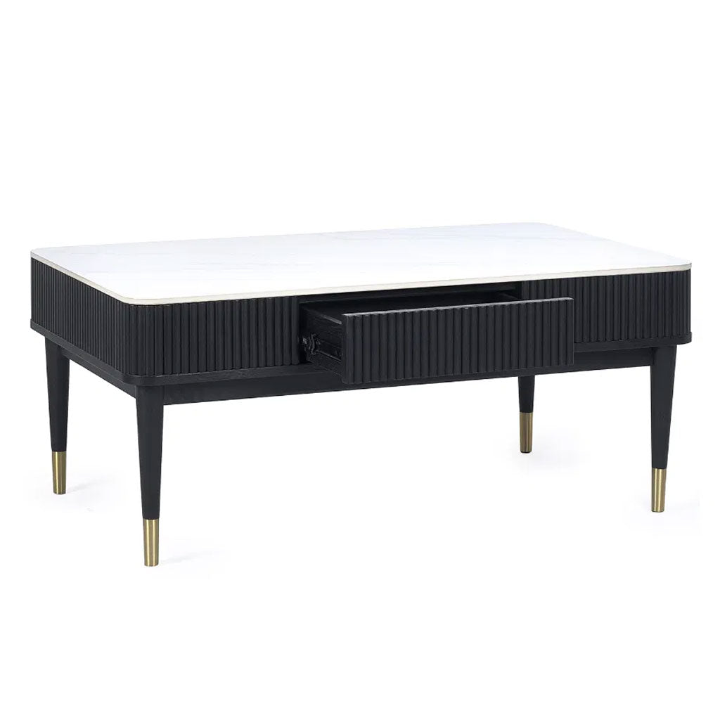 Marble Coffee Table With 2 Drawers - Louis