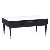Marble Coffee Table With 2 Drawers - Louis